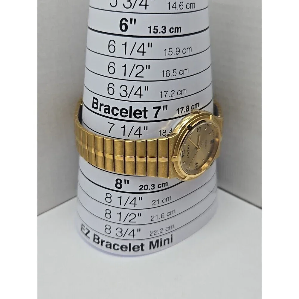 Womens Vintage Adolfo GTI Gold Tone Date 31mm Quartz Watch New Battery Dress Art